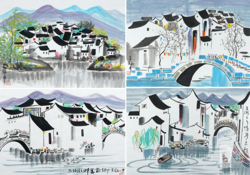    吳冠中 風景四屏